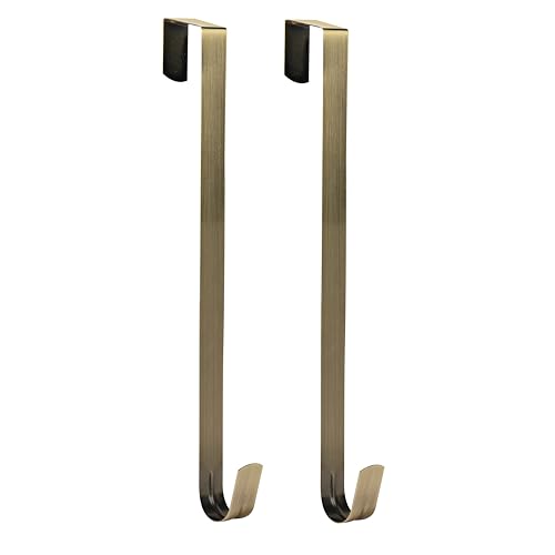 Image of Slim Over The Door Wreath Hanger for Front Door, 15 inch Bronze 2 Pack