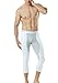 TSLA Men's 3/4 Compression Pants, Running Workout Tights, Cool Dry Capri Athletic Leggings, Yoga Gym Base Layer, Vent Capris White & Light Grey, XX-Large