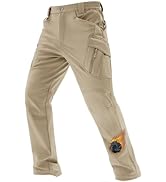 TACVASEN Men's Winter Work Pants Fleece Lined Tactical Snow Ski Pant Waterproof Insulated Cargo H...
