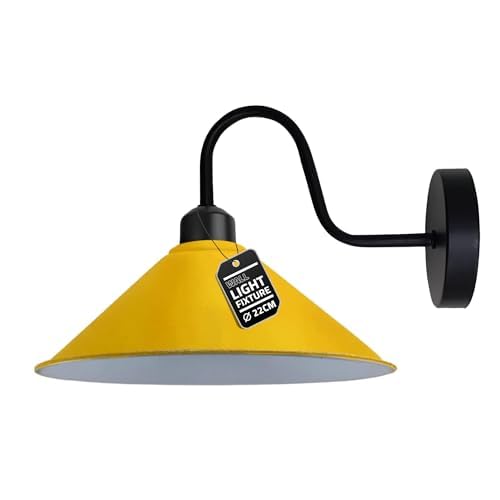 Led Wall Lights Indoor Modern Yellow 22cm Cone Shaped Shade Swan Neck Led Sconce Fittings Not Battery Operated Wall Lamp for Living Room, Bedroom, Hallway — image 1