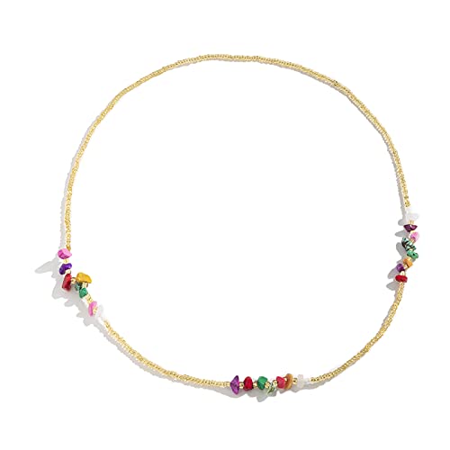 African Opal Beads Waist Chain Elastic Seed Beads Belly Body Chain Summer Beach Waist Jewelry Beads Bracelet Beads Anklet Body Accessories For Women (Color 7) #TOP4