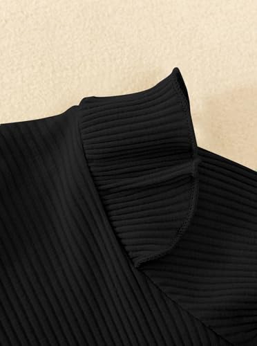 Toddler Girls Long Sleeve Shirts Ribbed Ruffle Sleeve Top Casual Tee Blouse4