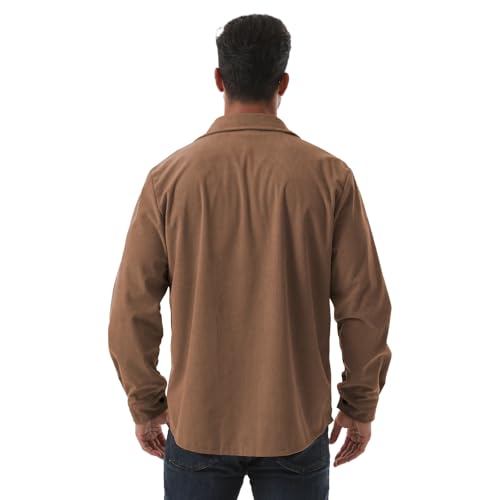 Sumolux Mens Corduroy Button Down Shirts Shacket Casual Long Sleeve Jacket Lightweight Work Shirts with Flap Pockets4