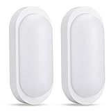 2 Stück LED Kellerlampe 18W 2000Lm Neutralweiß 4000K, LED Ovalleuchte, IP65 Wasserfest, Wandleuchte, Außenleuchte, ldeal für Kellertreppe, Balkon, Keller, Waschküche, Terrassen oder Gartenhäuser, Weiß