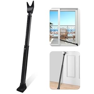 AceMining Upgraded Door Security Bar & Sliding Patio Door Security Bar, Heavy Duty Security Door Stoppers Adjustable Door Jammer Security Bar for Home, Apartment, Travel