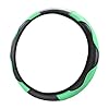 CGEAMDY Universal Car Steering Wheel Cover, Anti-Slip Breathable Durable Steering Wheel Cover Microfiber Leather, Diameter 37-38 cm Stitching Stretch Color Steering Wheel Protector (Green)