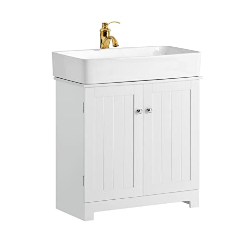 SoBuy Mueble bajo Lavabo con Corte para Sifón 60x29x60 cm Blanco