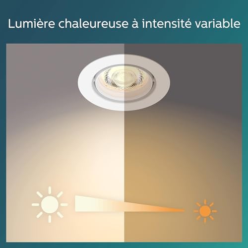 Spot LED encastrable Philips blanc à intensité variable 6W pour moduler votre lumière - 4