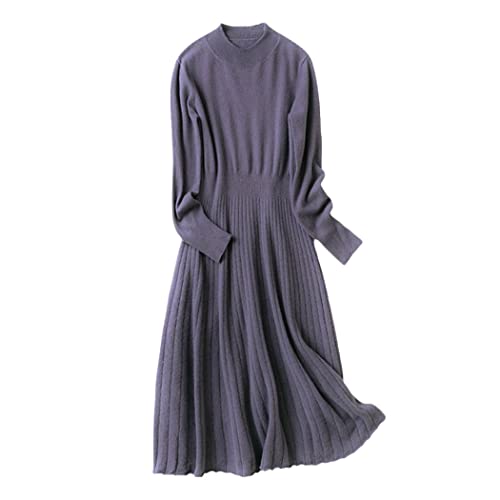 Robe longue en laine 100% pour femme coupe ample en cachemire gris taille L