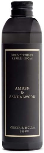 Cereria Molla - Premium Diffuser Refill (Ivory, 6.7 fl oz - 200 ml, Amber & Sandalwood)