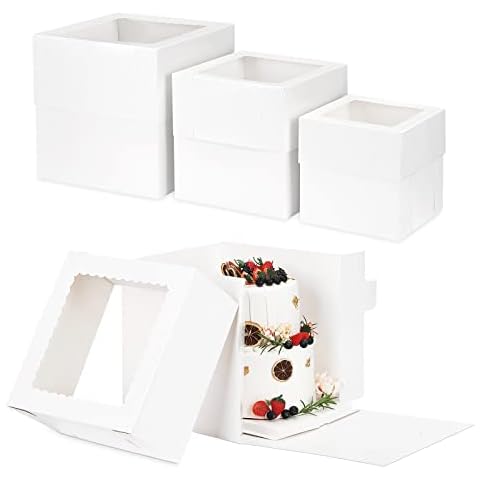 Moretoes Tall Cake Boxes with Window Cover