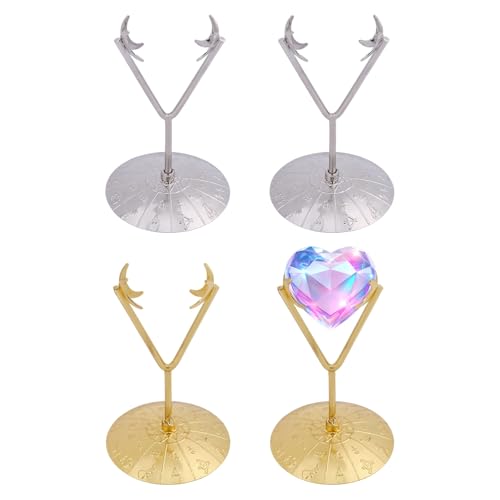 FREEBLOSS 4 soportes de cristal de metal con forma de corazón, soporte para piedras, bolas de piedras preciosas, plantas en maceta, decoración del hogar, dorado y plateado