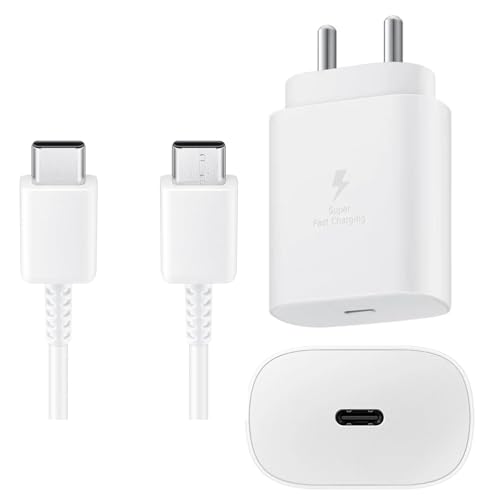 Image of Original 25w Wall Charger Set | Battery Protection | Rapid Power Charging | Compatible with Samsng Galaxy A03s, A13, A23 5G, A33 5G, M13, M23, M33 5G, F13, F23, A02 - White