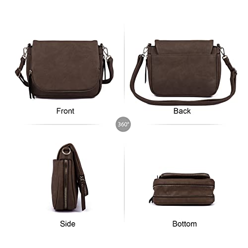 Image of Crossbody Bags for Women Small Pu Leather Over the Shoulder Purses and Flap Cross Body Handbags with Multi Pockets