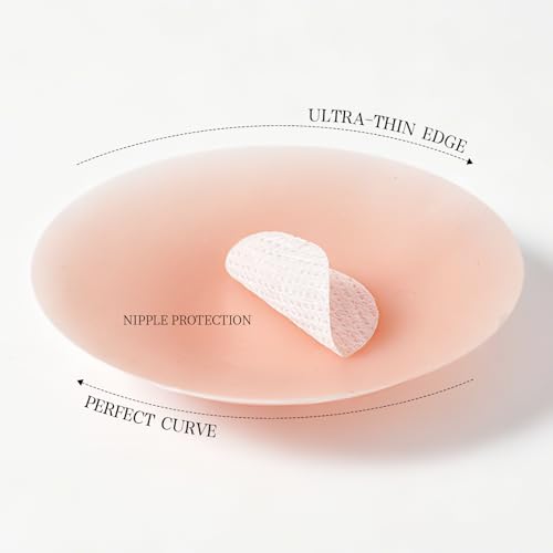 YZYKUNYIAN Circle Nipple Covers for Women, 5 Pairs a Pack with Travle Case, Made with Dermatology Approved Sticky Silicone, Reusable, Washable, Adhesive-Free, Skin-Friendly, Size XL Pink — view 3
