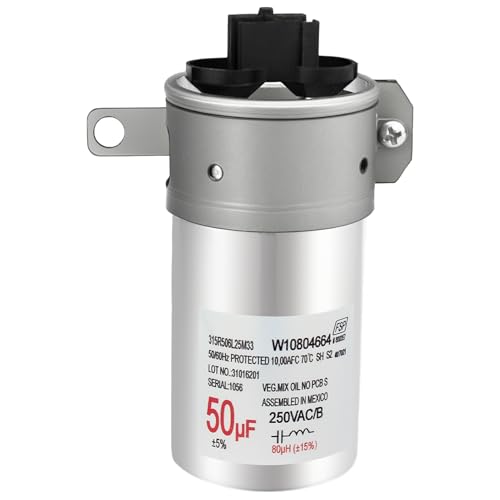 Image of W10804664 Washer Run Capacitor 50uf Replace W10666221 W10278117 W10804664VP AP5982844 PS11703494 Compatible with Kenmore Crosley Amana Maytag Whirlpool Washer Parts 2-Year Qa