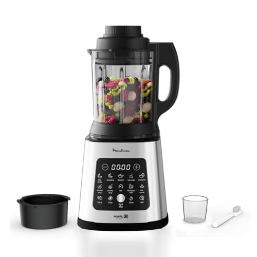 Moulinex Blender chauffant, 1400 W, 10 programmes automatiques, Lames amovibles, Fonction nettoyage en profondeur, Panier vapeur, Perfectmix Cook LM83SD10, Métal