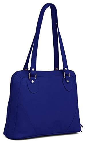 Image of Hudson & James Designer Genuine Real Nappa Leather Handmade Women Ladies Travel Satchel Everyday Crossover Cross body Work iPad Shoulder Handbag Bag (Blue)