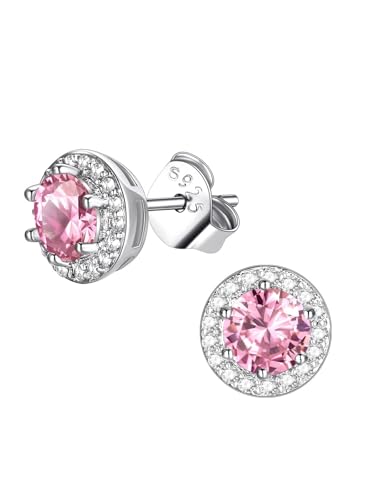 FindChic Birthstone Earrings for Women, Round/Heart/Square/Teardrop Earrings with 925 Sterling Silver Posts & Push Backs, Hypoallergenic Studs with Cubic Zirconia, 12 Months Jewelry with Gift Box