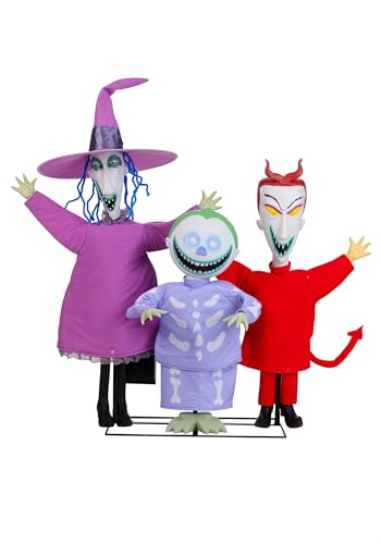 Gemmy 4FT Lock Shock and Barrel Nightmare Before Christmas Animatronic | Trick or Treat Trio Moving Singing Decoration