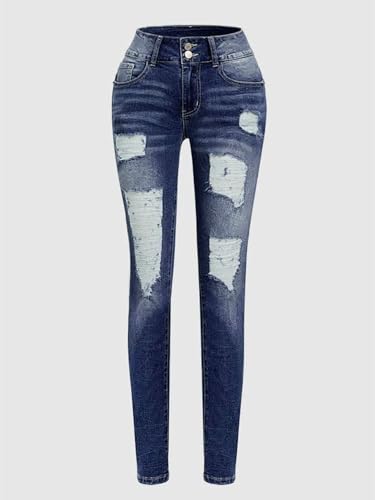 Flamingals Mid Rise Skinny Jeans for Women Trendy Stretchy Ripped Butt Lifting Jeans Distressed Sexy Denim Jeggings3