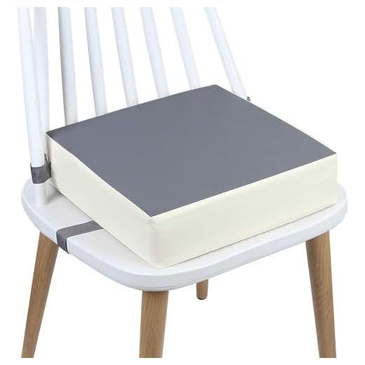 Booster Seat for Kitchen Chair - PU Waterproof Toddler Booster for Dining Table, Portable Travel Increasing Cushion for Kid (Grey)
