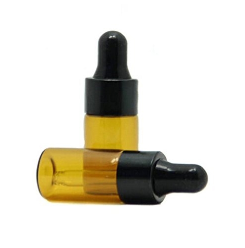 6PCS 3ML Amber Glass Essential Oil Bottles/Jars Small Glass Sample Container with Black Cap and Eye Dropper Cosmetics (3ML)