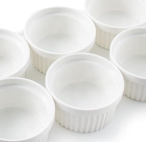 Nuwave Ceramic Ramekins 8 oz, Set of 6, Elegant Classic Style for Baking Souffles, Creme Brulées, Custards, Puddings, 4.3” Wide & 2” Tall, Microwave, Oven & Dishwasher-Safe, Ivory White (6) by Nuwave - Image 9