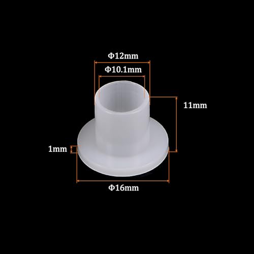 Kozelo 10 Stück Nylon-Flanschbuchsen [10 mm Bohrung x 12 mm Außendurchmesser x 14 mm Länge] Nylon-Kunststoffbuchsen für Welle, weiß