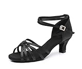 Zapatos de Danza Latina para Mujer Negro Profesional Zapatos de Baile de salón de Fiesta de Salsa de Baile práctica de Rendimiento Zapatos A01 Negro 5 CM 40 EU
