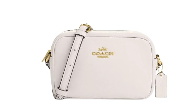 COACH Mini Jamie - Bolso bandolera para cámara, piel de guijarro refinado, 8 x 5.7 x 2.5 pulgadas, Cuero granulado, dorado, tiza