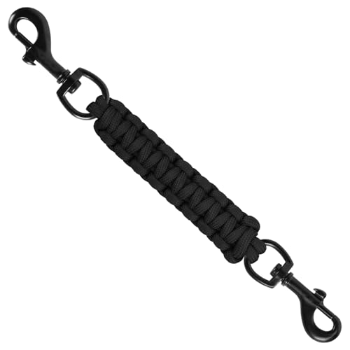 HIVTE Connecteur de Laisse Clip de Sécurité pour Chien, Coupleur pour Harnais Anti-Traction et Collier à Pointes, Nylon Robuste et Mousquetons Pivotants à 360°, Noir