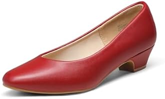 DREAM PAIRS Women's Mila Low Chunky Heel Pump