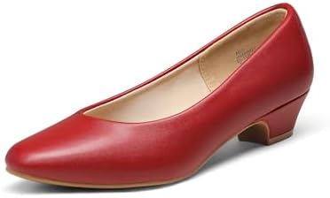 DREAM PAIRS Women's Mila Low Chunky Heel Pump