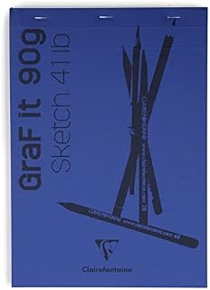 Clairefontaine - Ref 96623C - Graf'It Drawing Sketchbook (80 Sheets) - A4 (210 x 297mm) in Size, 90gsm Drawing Paper, Micro-Perforated Sheets - Random Colour Cover