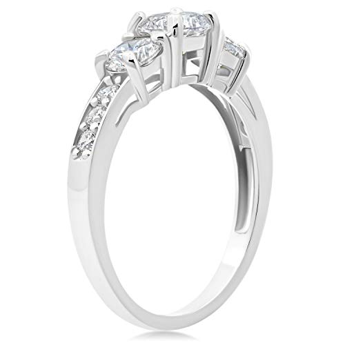 Max + Stone 1 Carat Cubic Zirconia Engagement Or Anniversary Eternity Three Stone Ring For Women In 10K Yellow Gold (1.0 Ct.tw) Size 9 #TOP2