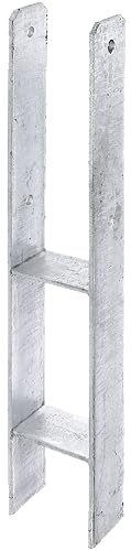 GAH-Alberts 213800 H-Post Base Hot-dip Galvanised, Total Height: 800 mm, Material Thickness: 6 mm lichte Breite: 121 mm