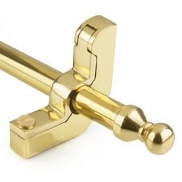 Polished Brass Stair Rods/Runner - 12mm (0.5") Diameter - Ball Finials and Hinged Brackets Included
