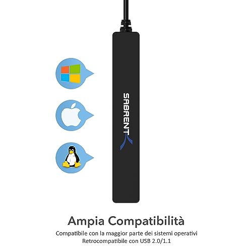 Hub USB 2.0 [4-Porte], Ciabatta Multipresa USB, Sdoppiatore USB per laptop, PC, tablet (HB-MCRM) - Hub USB - Immagine 3