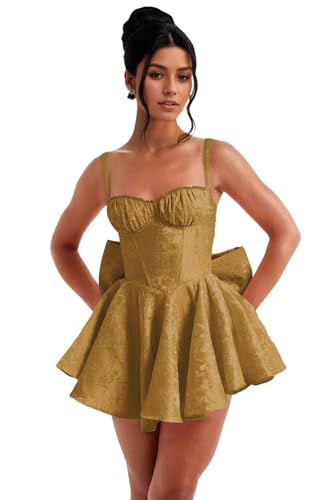 Image of Short Satin Homecoming Dresses with Bows Applique Corset Prom Dress Mini HOCO Party Cocktail Gowns for Teens