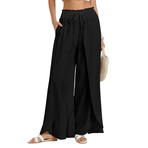 Pantalon large fendu Flowys en tissu fluide haut de gamme pour l'été