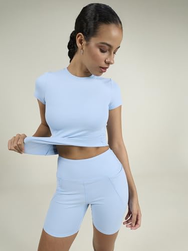 Image of CAVA Sculpt Core Top for Women | Snug Sculpted Fit, Classic Crew Neck, Short Sleeves, Minimal Branding, Everyday Activewear Tee