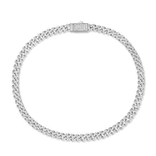 FANCIME 925 Sterling Silver Cuban Link Bracelet Bling CZ Miami Link Bracelet Hip Hop Jewelry for Women Men