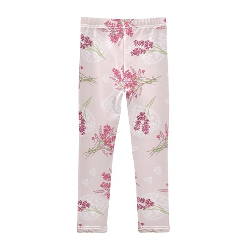 Lilac Flowers Girls Leggings,Workout Leggings for Girls Toddler Athletic Legging Size for 3-10T2