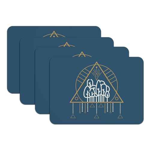Set de table bleu grand format aux finitions ésotériques soignées