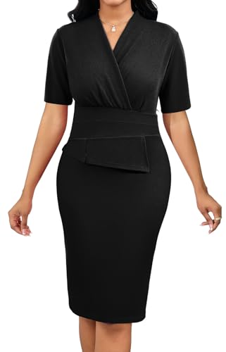 Image of Oxgmoky Women's Elegant Dresses Work Business Dress Bodycon Long Sleeve Pencil Dress