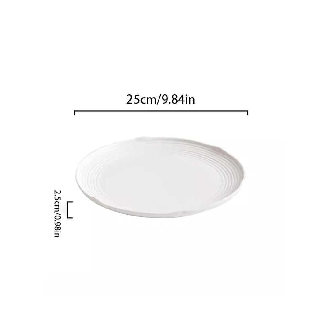 Essteller, Keramik-Essteller für Zuhause, Western-Teller, Steak-Teller, Restaurant-Vorspeisenteller, Salatteller, Küchengeschirr, weiße Keramik-Essteller，25cm