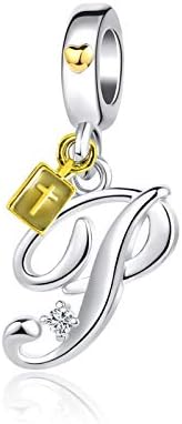 FGT A to Z Letter Initial Cross Bible Charms for Bracelets Necklaces Pendants Compatible with Pandora Charms Alphabet Name Gift for Women Girls Mum Girlfriend Family Birthday Mothers Day Valentine