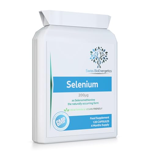 Selenium 200g - 120 Capsules 4 Month Supply as Selenomethionine the Naturally Occurring Form with Superior bioavailability - Made in the UK