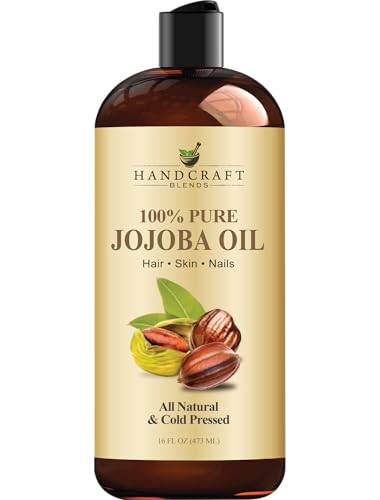 Handcraft Blends Jojoba Oil - Cold-Pressed 16 Fl Oz - 100% Pure and Natural Premium Grade Carrier Oil for Skin and Hair - Body Massage - Hexane-Free - Hair Relaxer for Tight Curls